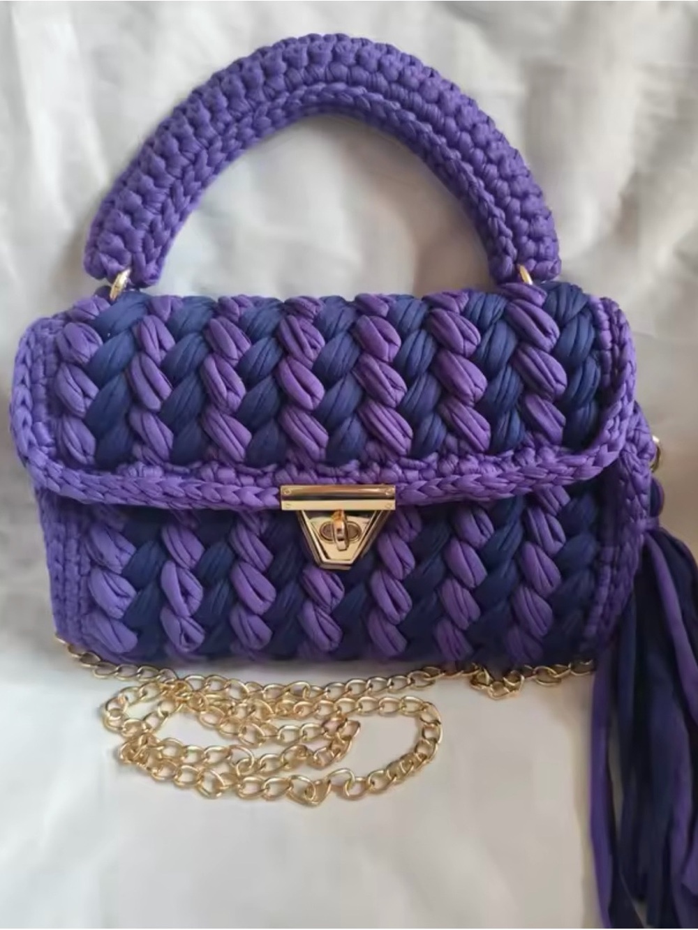 Kohl's Purple Braided Top-Handle Mini Bag with Gold Chain